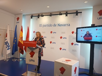 Cristina Ibarrola ha comparecido hoy ante los medios en la sede de UPN.
