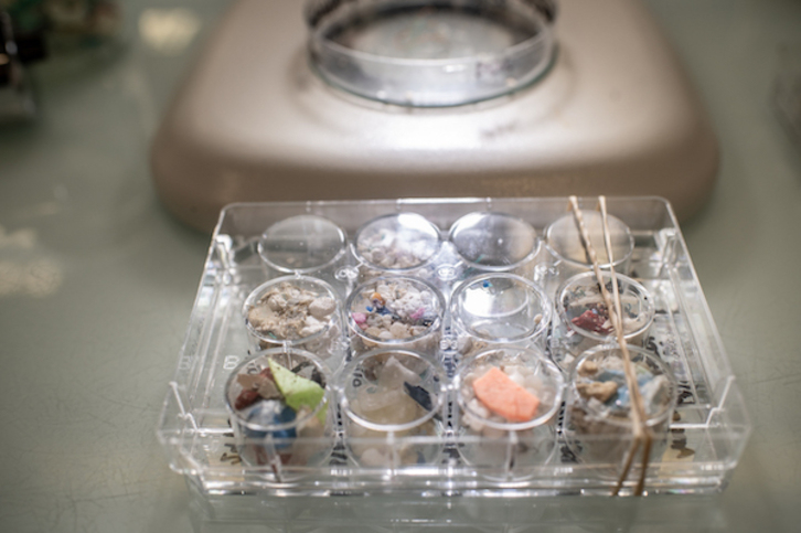 Muestras de microplásticos tomadas en Bidarte.