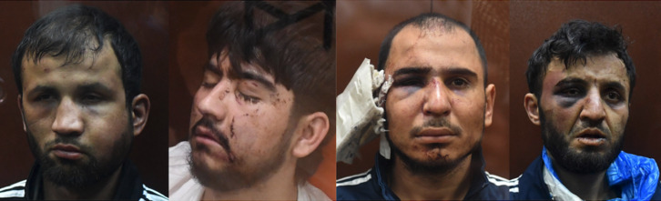 Así han comparecido los cuatro asaltantes ante el tribunal que ha ordenado prisión preventiva.