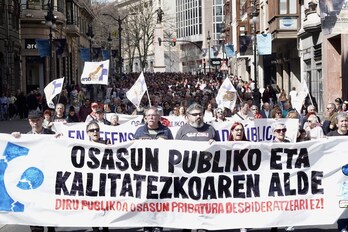 Manifestación del 16 de marzo para denunciar la situación de Osakidetza.