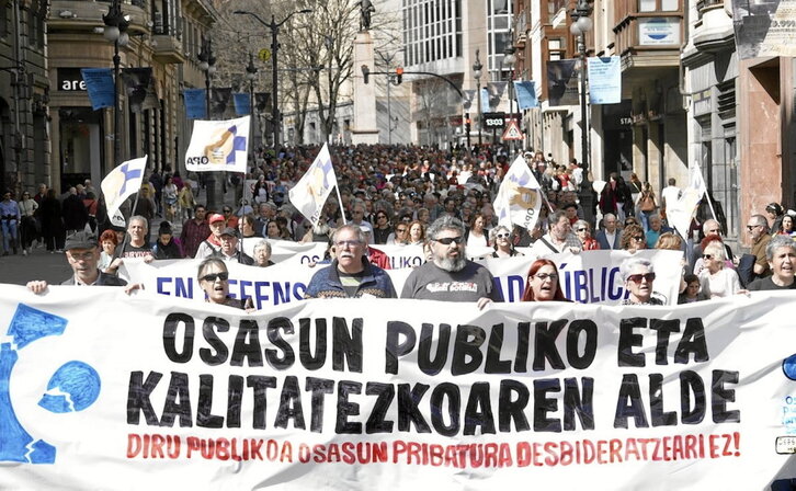 Manifestación del 16 de marzo para denunciar la situación de Osakidetza.