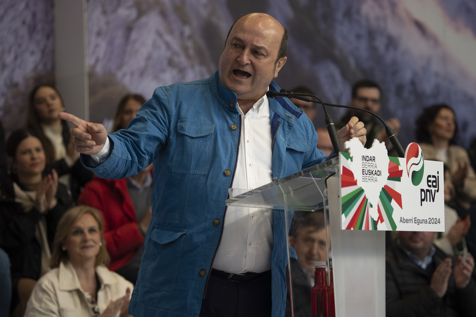 Andoni Ortuzar EBBko presidentearen hitzartzea EAJk Bilbon egin duen Aberri Egunean. Andoni Ortuzar EBBko presidentearen hitzartzea EAJk Bilbon egin duen Aberri Egunean.