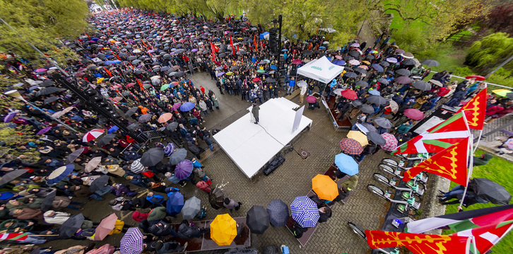 Imagen del Aberri Eguna de este domingo en Iruñea.