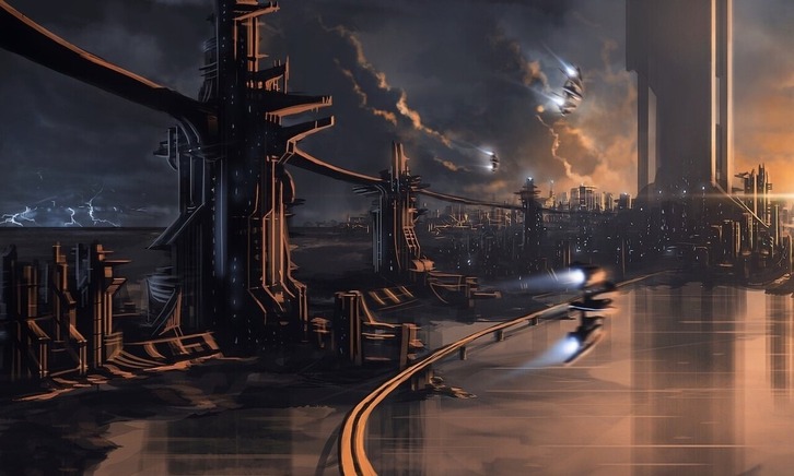 Una ilustración utilizada por Coppola para recrear su monumental ciudad.