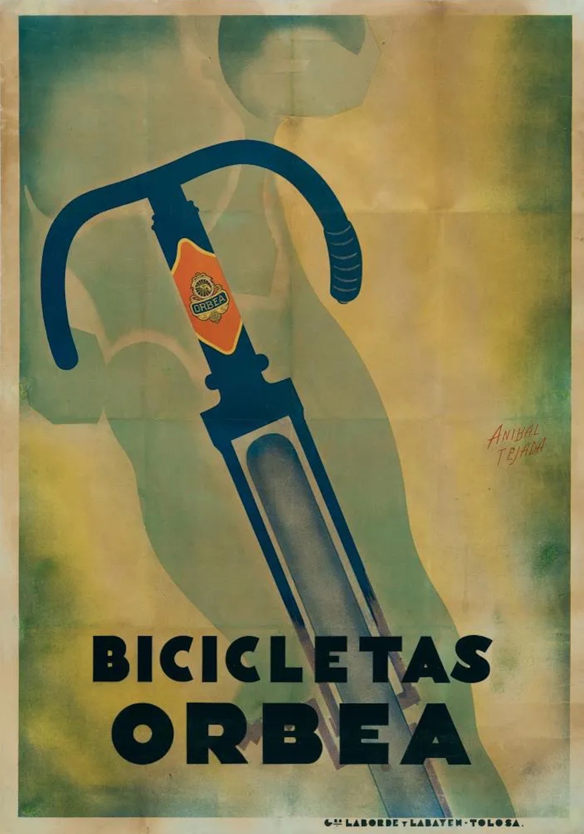 Cartel de la bicileta Orbea, obra de Aníbal Tejada, editado por Laborde y Labayen de Tolosa en 1932. (Aníbal TEJADA)