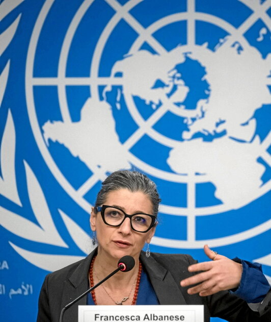 Albanese, en la presentación del informe.