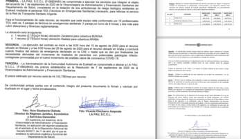 Imágenes de dos contratos firmados por Ibon Etxeberria con La Pau.