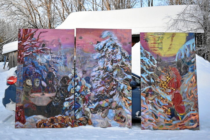 Últimos días para poder visitar la exposición «Kaamos» -en la galería Marzana de Bilbo hasta el próximo viernes 19- y adentrarse en Sirkka, el pueblo lapón donde Raekallio y Del Val están construyendo sus obras.