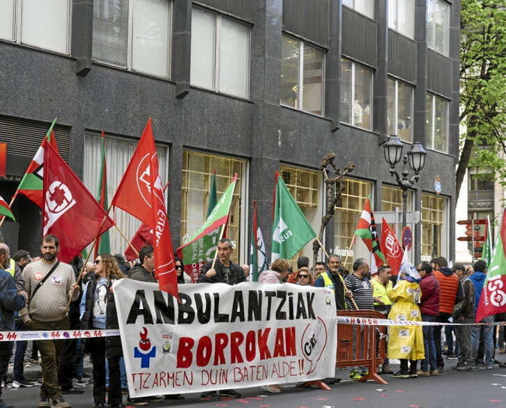 Concentración ayer en Bilbo.