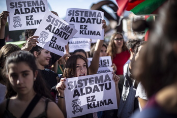 Imagen de una movilización contra la acción climática en Bilbo, en el marco de la huelga del 27 de septiembre de 2019.