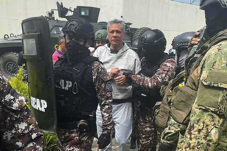 Arresto del ex vicepresidente Jorge Glas en la Embajada de México en Ecuador.