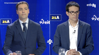 Imanol Pradales (EAJ) eta Pello Otxandiano (EH Bildu), astearte gaueko ETB-2ko debatean.