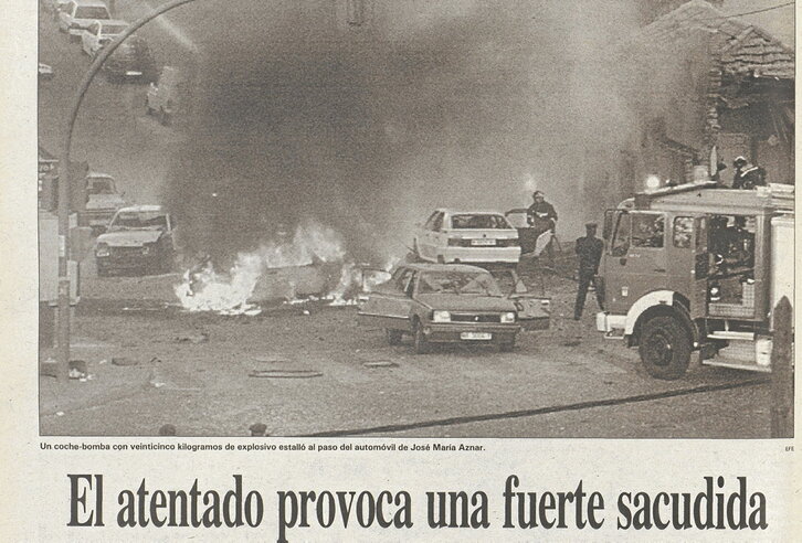 La edición de «Egin» de aquel día llevó la noticia del coche bomba a las primeras páginas, a «Gure Gaia».