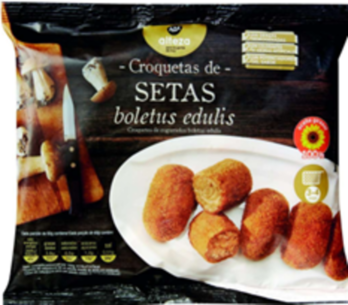 Lote de croquetas de setas de Eroski que se ha retirado por posible presencia de plásticos.