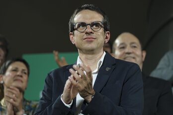 Pello Otxandiano, en la noche electoral de EH Bildu. 