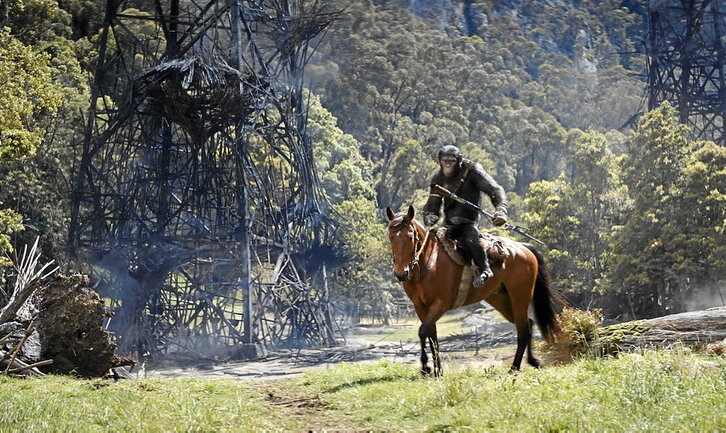 Escena de «El reino del planeta de los simios», nueva entrega de la saga y, con sus 145 minutos, la más larga hasta el momento.