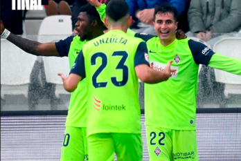 Morcillo ha marcado los dos goles de los azules en Burgos.