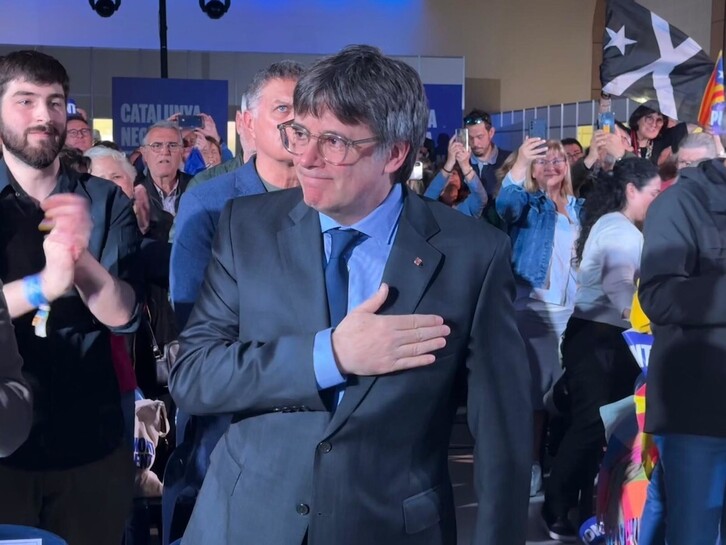 Puigdemont, en un mitin el pasado sábado en Catalunya Nord.
