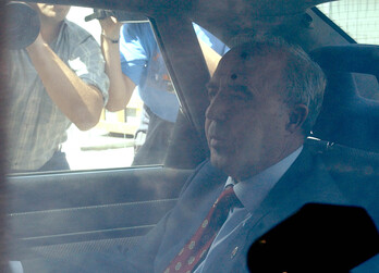 El general de la guardia civil Enrique Rodríguez Galindo a la salida de la Audiencia de Gipuzkoa.