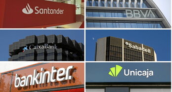 Logos de los seis principales bancos del Estado español.