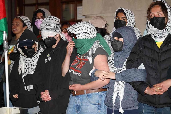 Estudiantes propalestinos en Columbia.