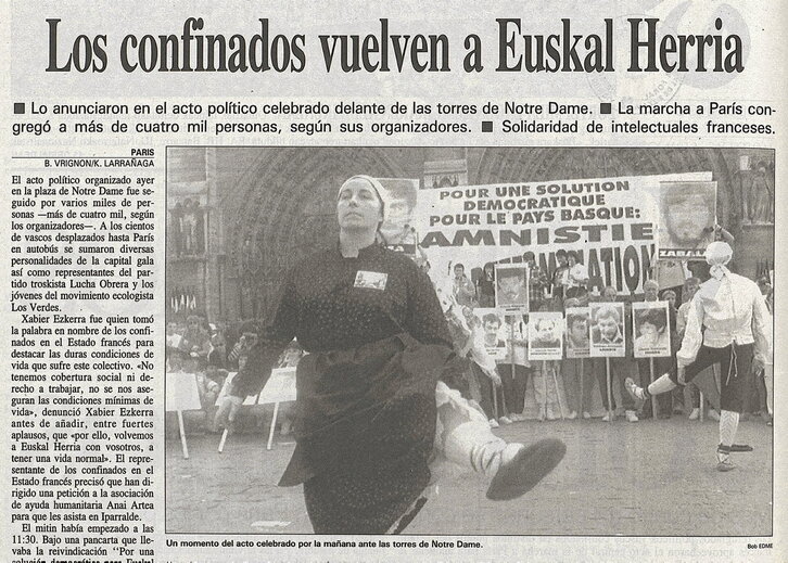 Konfinatuen itzulera iragartzen zuen “Egin” egunkariaren lerroburua.