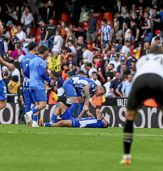 Los babazorros celebran el triunfo con Javi López.