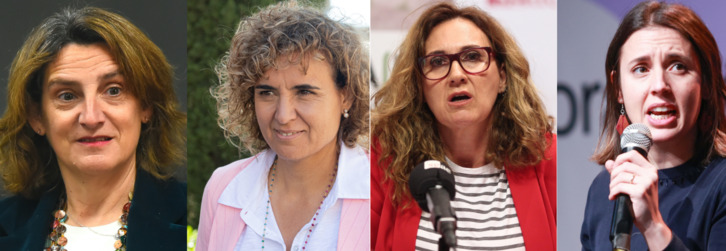 Ribera (PSOE), Montserrat (PP), Galán (Sumar) y Montero (Podemos), cuatro mujeres cabezas de lista en fuerzas de ámbito estatal.