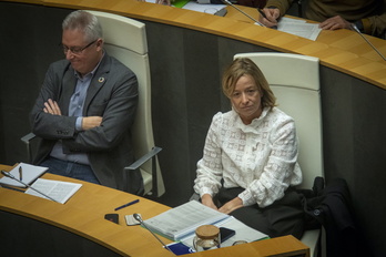 José Ignacio Asensio (PSE) y Eider Mendoza (PNV), en un pleno anterior de las Juntas.