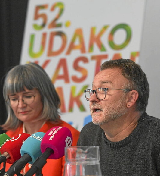 Irati Iciar eta Aitor Bengoetxea, atzo, Iruñean.