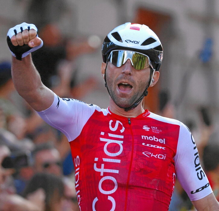 Benjamin Thomas se emocionó tras dar al Cofidis un triunfo que necesitaban.