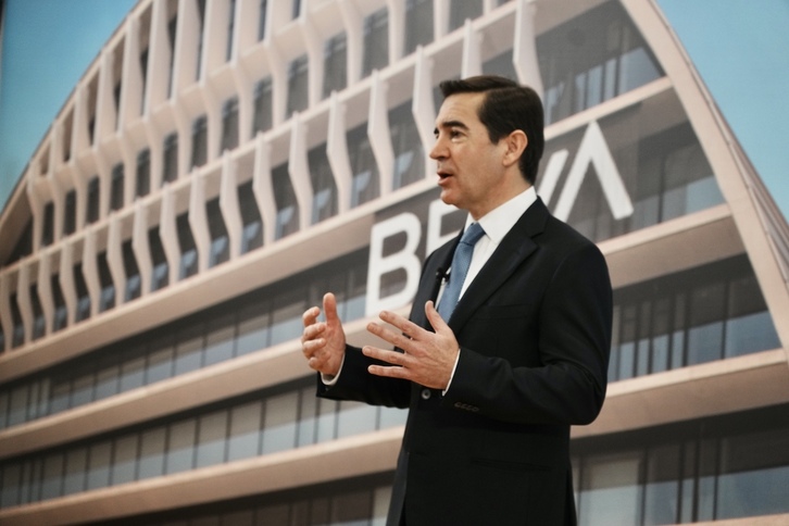Carlos Torres, presidente del BBVA, en la presentación de resultados de la entidad, en marzo pasado.
