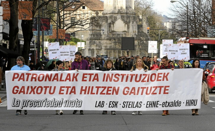 Movilización en Bilbo contra la siniestralidad laboral.
