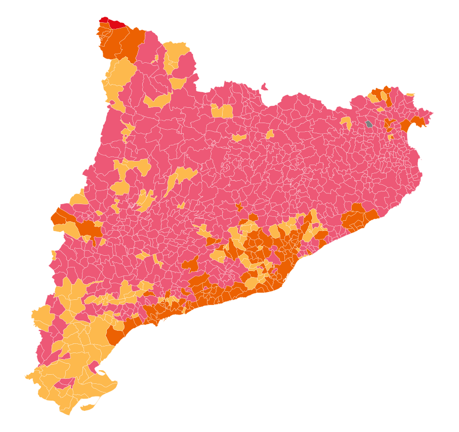 Mapa electoral por municipios de las elecciones autonómicas catalanas de 2017. (NAIZ)