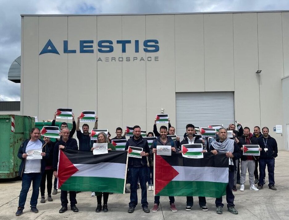 Trabajadores de Alestis Aeroespace, en su protesta en Araba.