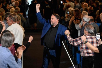Oriol Junqueras, durante un acto de la campaña electoral.