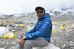 Kami Reta Sherpa, en el Campo Base del Everest en mayo de 2021.