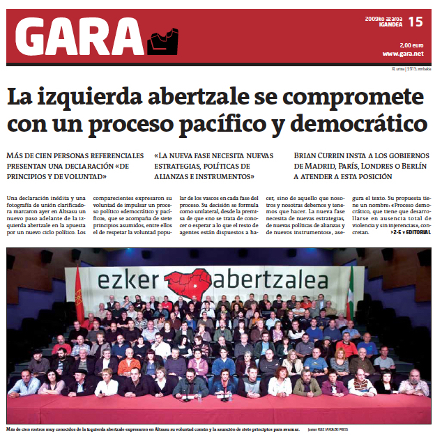 2009ko azaroaren 15eko GARAren azala.