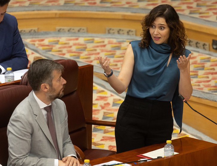 Isabel Díaz Ayuso, en su intervención en el pleno madrileño.