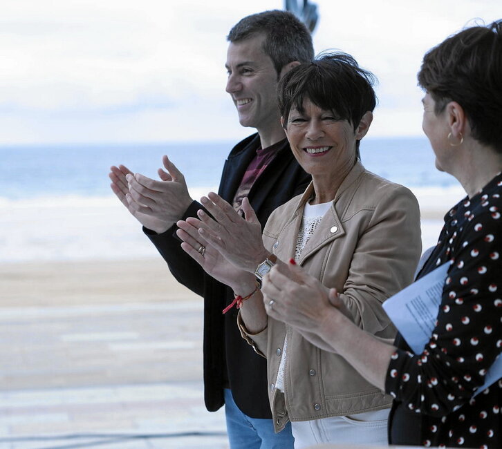 Rodriguez, Iriarte eta Murua, EH Bilduren Zarauzko ekitaldian.