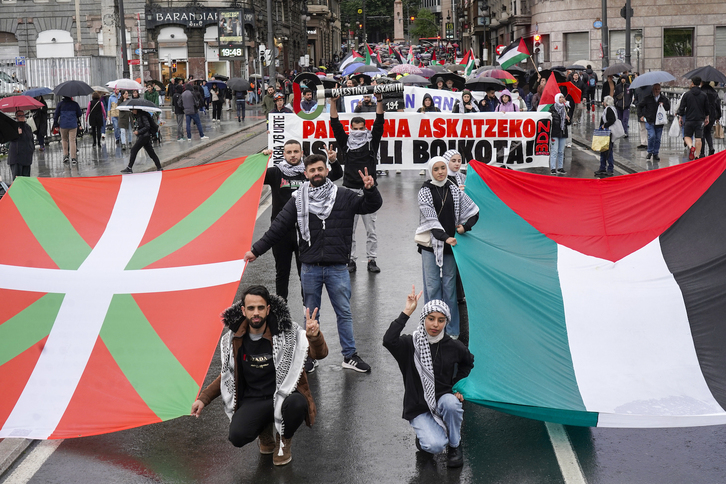 Palestinaren aldeko mobilizazioa Bilbon, artxiboko irudian.