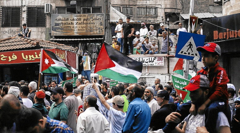 Manifestación en solidaridad con Palestina en Ammán.