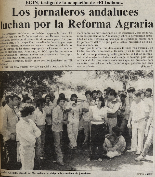 Recorte de la portada de Egin del 14 de junio del 1983.