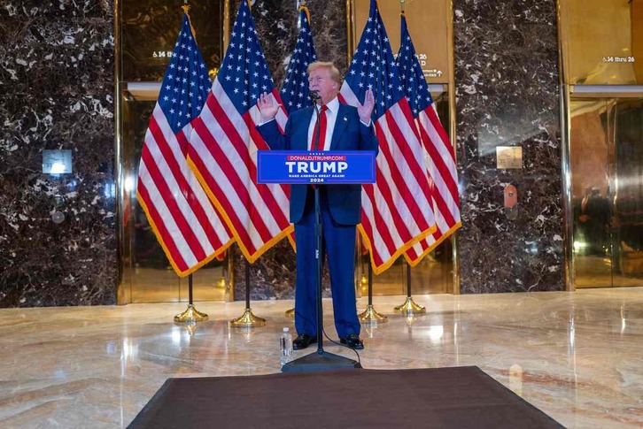 Donald Trump durante su comparecencia tras la condena.
