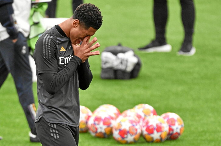 Un pensativo Bellingham, en el entrenamiento previo a la final.