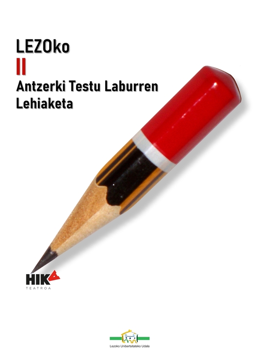 Lezoko Antzerki testu Laburren Lehiaketaren II. edizioa iragarriko duen kartela.