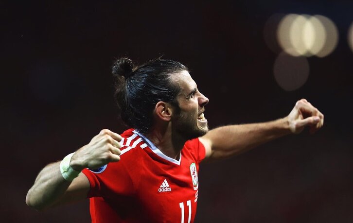 El galés Gareth Bale celebra un gol en la Eurocopa de 2016.