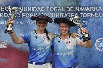 Arraiza-Gaminde txapeldunak, garaipena ospatzen.