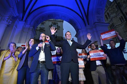 Herbert Kickl y Harald Vilimsky líder y cabeza de lista del partido ultraderechista FPÖ, ganador de las elecciones en Austria.