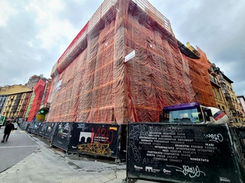 Estado actual de las obras de remodelación del Museo Vasco, en el Casco Viejo bilbaino